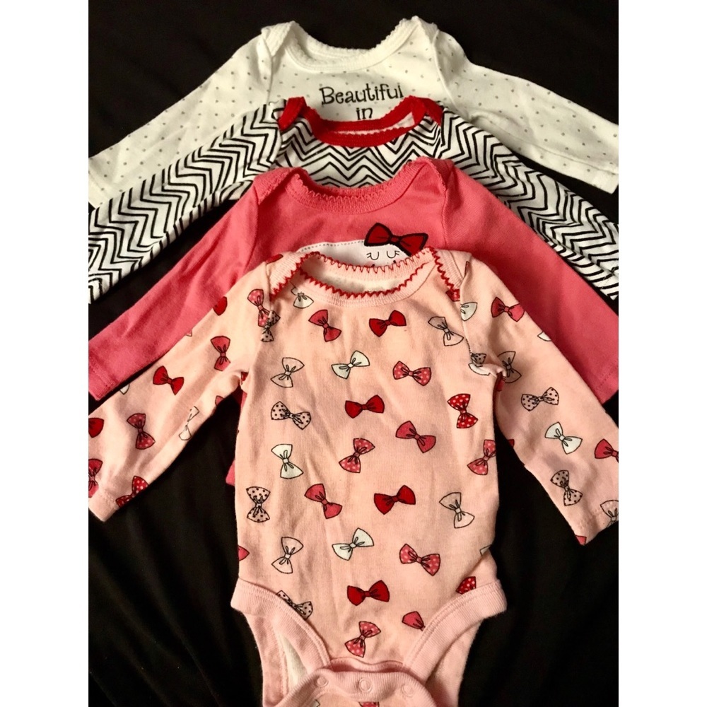 Newborn babygirl long sleeve bodysuits Pack of 4